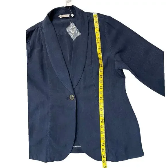 Soft Surroundings Tencel Linen Blend Navy Blue Blazer Jacket Size Large NWT - Picture 14 of 16